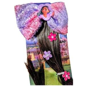 Set Of 20 - Claire’s Disney Encanto Girls Clip On Long‎ Brown Hair Extension Bow